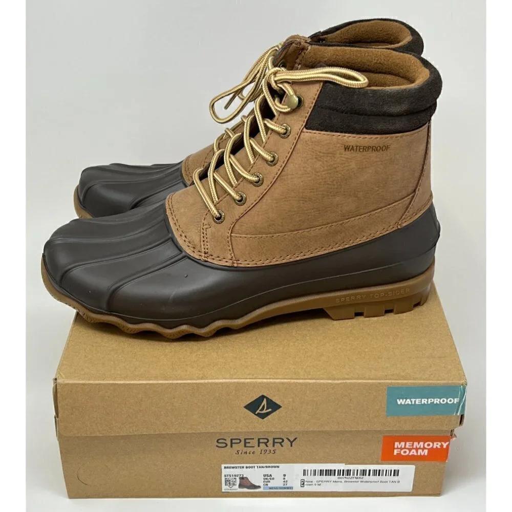 Sperry Brewster Waterproof Duck Boot with Memory Foam, Tan/Brown